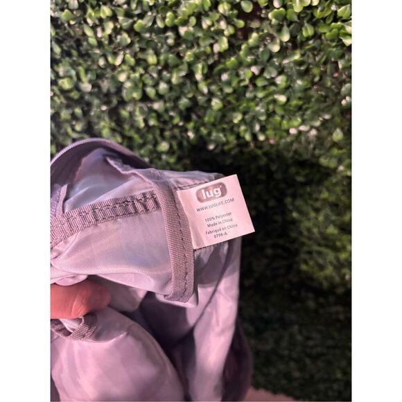 Lug Travel Puddle Jumper Packable Tote Bag Lightweight Purple Gray Striped - Picture 3 of 4